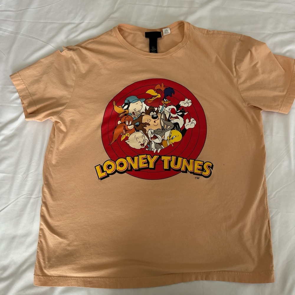 H&M Looney Tunes Graphic T-Shirt Men's Large Yellow Cartoon 90s Retro Bugs Bunny